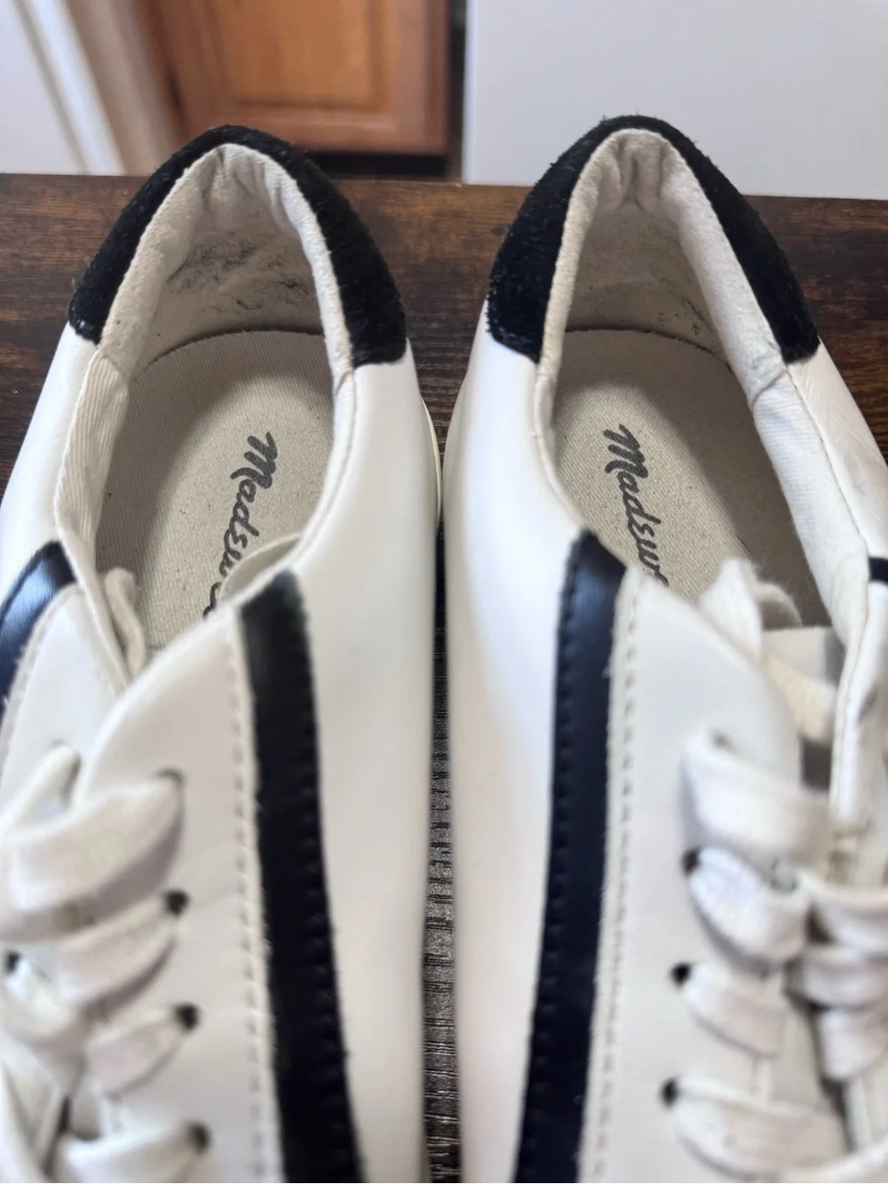 Madewell Sidewalk Low-Top Leather Sneakers White Black w6/m4.5